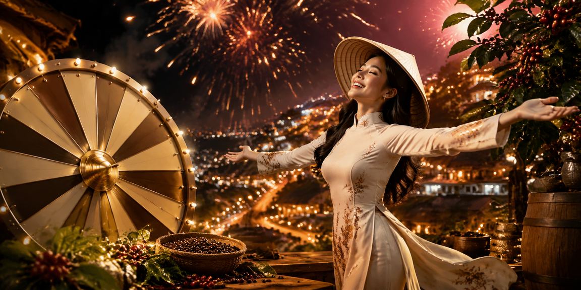 Người phụ nữ Việt Nam đội nón lá tham gia trò chơi roulette trực tuyến tại Đà Lạt